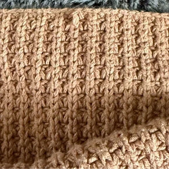 Free People Pullover Waffle knit sweater Oversized Orange Brown Distressed L - Picture 15 of 15